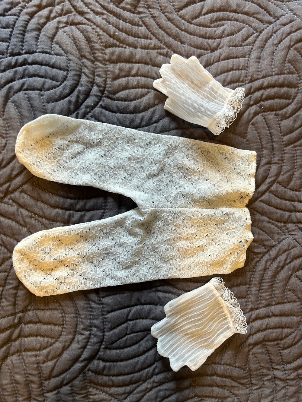White Lace Cabbage Patch Kid Lacey Tights and Gloves